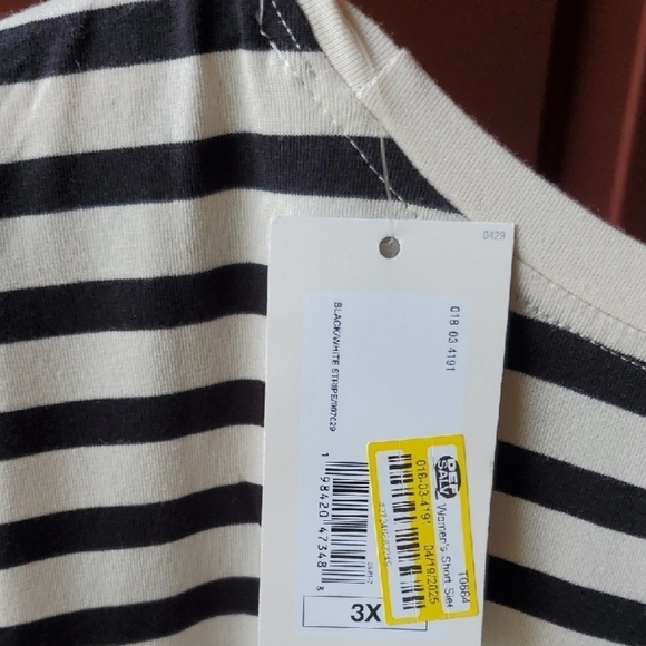 A New Day Black And Cream Stripe Sheath Dress Casual Crew Neck Short Sleeve - Picture 7 of 7